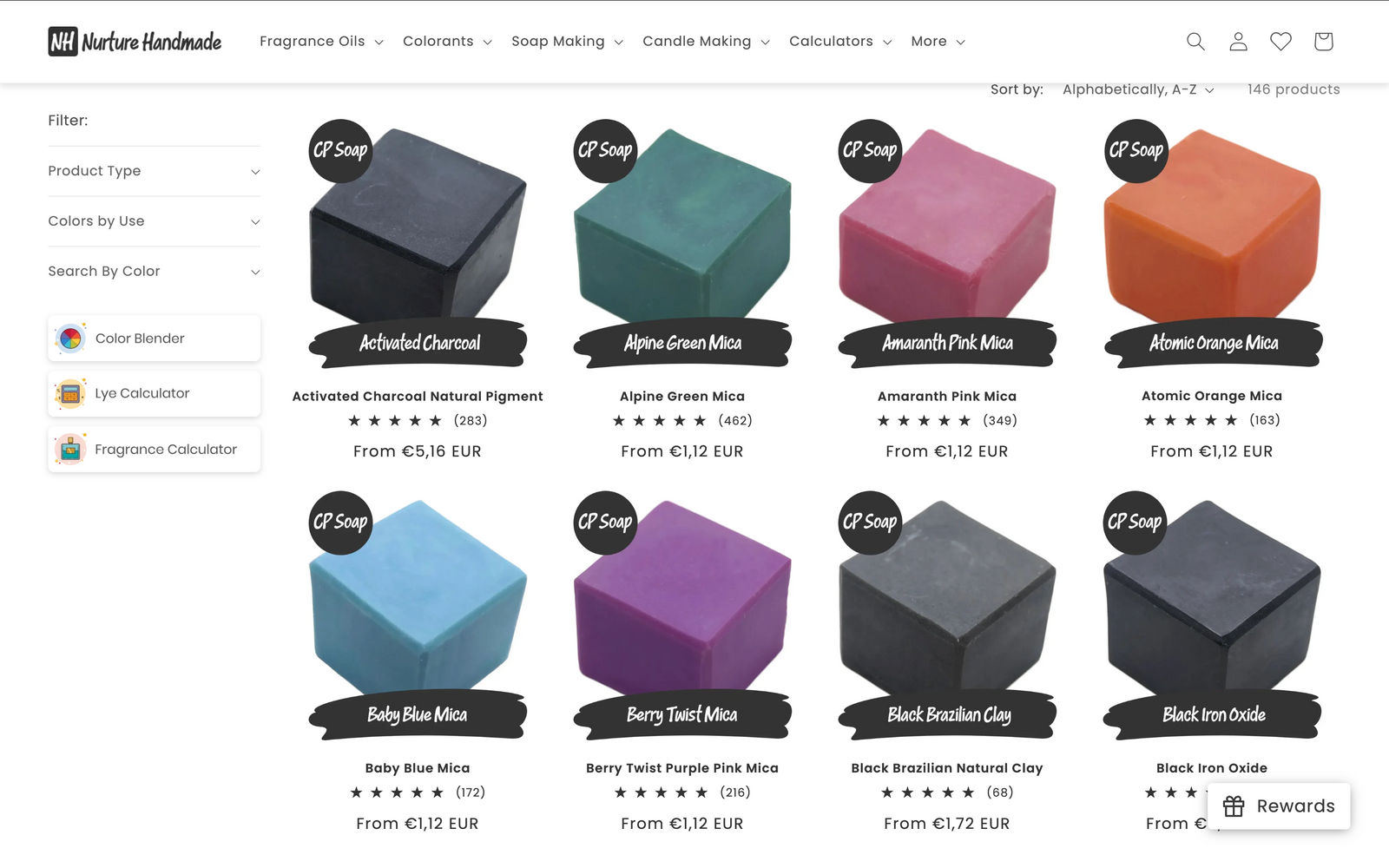 Lye / Fragrance Calculators, Color Blender & Gallery