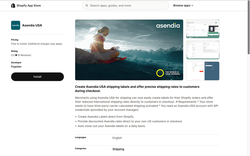 Asendia USA Shopify App